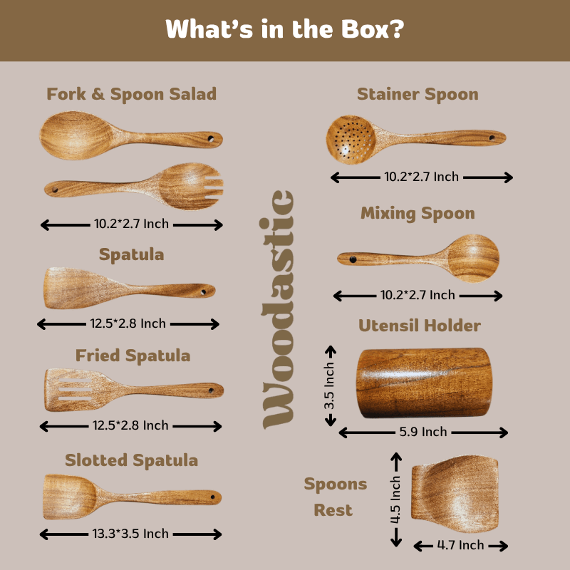 Woodastic™ 9Pcs Teak Utensil Set