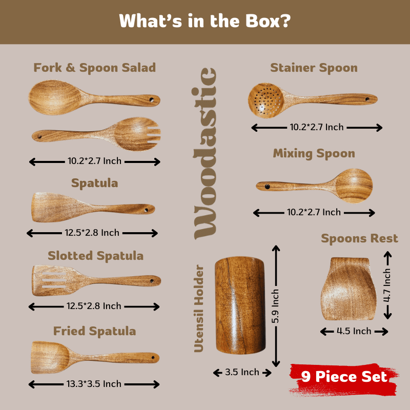 Woodastic™ Teak Wood Utensil Set
