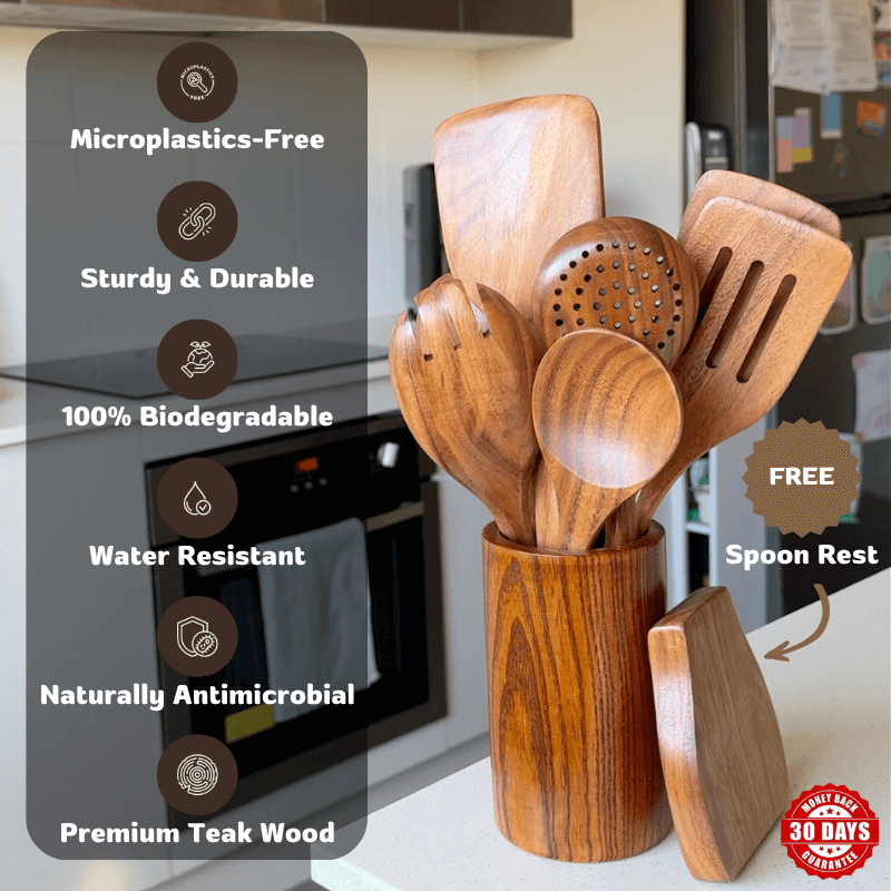Woodastic™ 9Pcs Teak Utensil Set