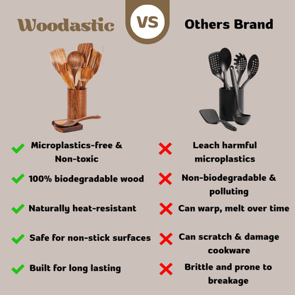 Woodastic™ 9Pcs Teak Utensil Set