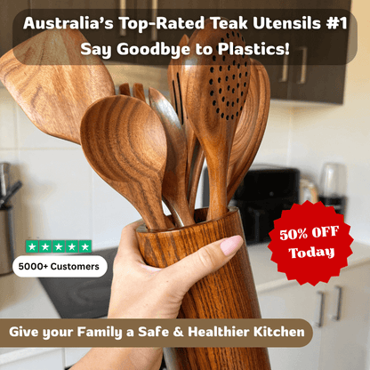 Woodastic™ 9Pcs Teak Utensil Set