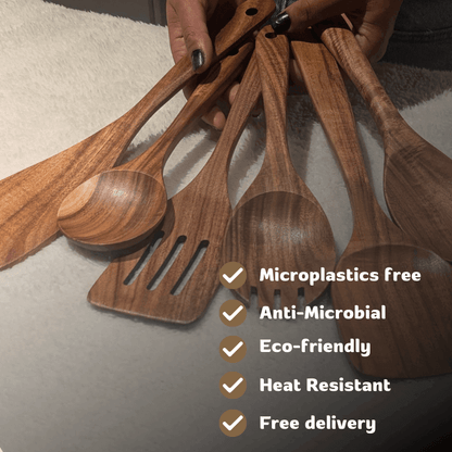 Woodastic™ 9Pcs TeakWood Utensil Set