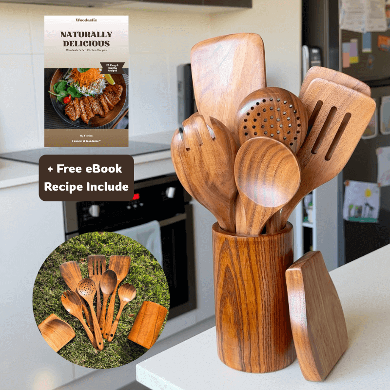 New_Main_Utensil 9 pieces with ebook recipe cover Woodastic
