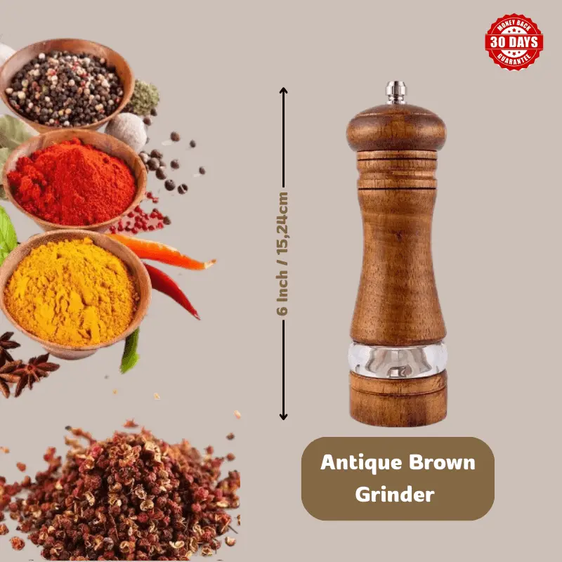 Woodastic™ Spice Grinder Antique brown color + dimension